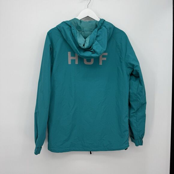 Huf Teal Blue Windbreaker Nylon Mens Jacket Size Small - Picture 7 of 10